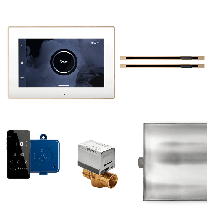 Mr. Steam XButler Max Linear Steam Shower Control Package with iSteamX Control and Linear SteamHead in White Brushed Bronze