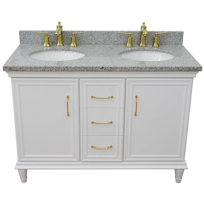 Bellaterra Home Forli 49" Double vanity in White finish with Gray granite and oval sink