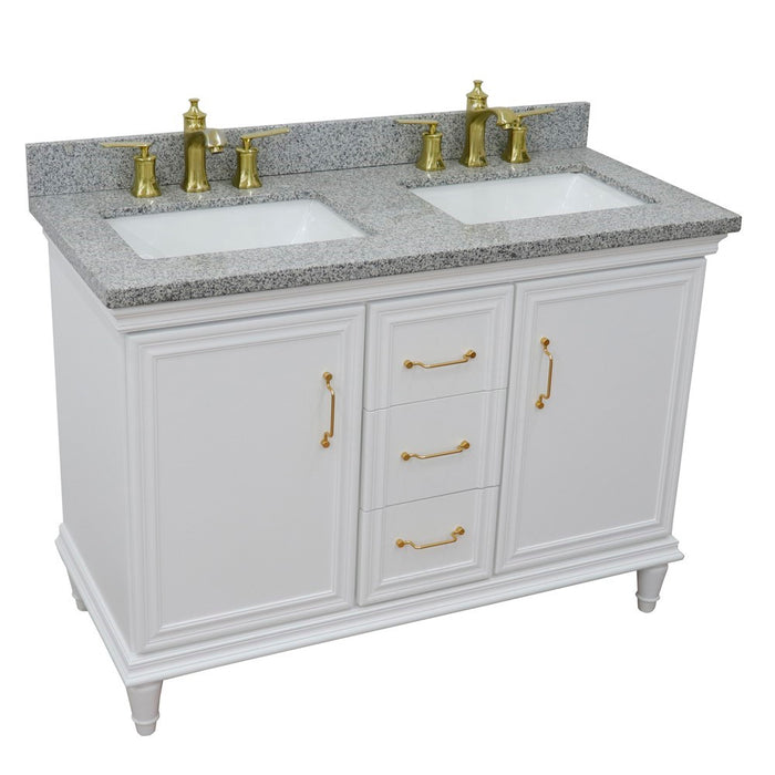 Bellaterra Home Forli 49" Double vanity in White finish with Gray granite and rectangle sink