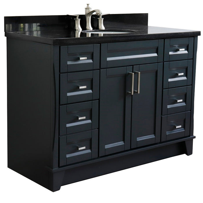 Bellaterra Home Terni  49" Single sink vanity in Dark Gray finish with Black galaxy granite and oval sink