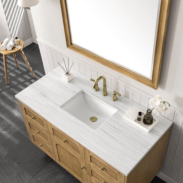 James Martin Vanities Laurent 48" Single Vanity, Light Natural Oak w/ 3 CM Arctic Fall Top