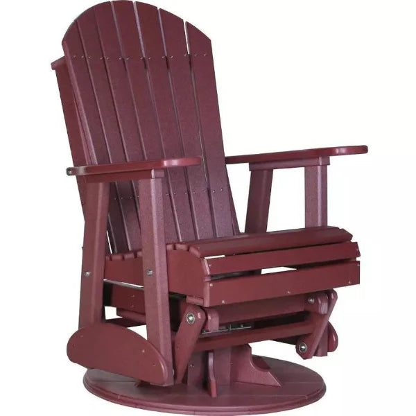 LuxCraft 2' Adirondack Swivel Glider Chair in red