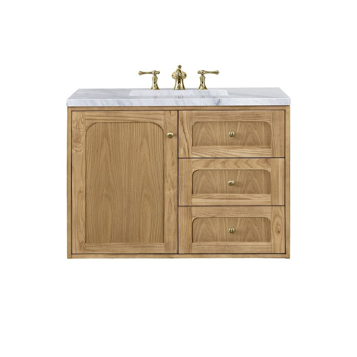 James Martin Vanities Laurent 36" Single Vanity, Light Natural Oak w/ 3 CM Carrara Marble Top