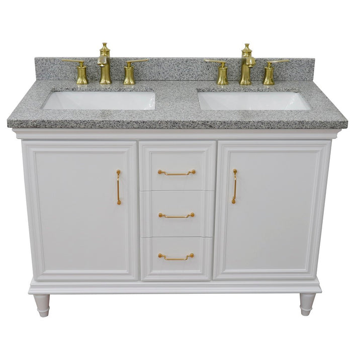 Bellaterra Home Forli 49" Double vanity in White finish with Gray granite and rectangle sink