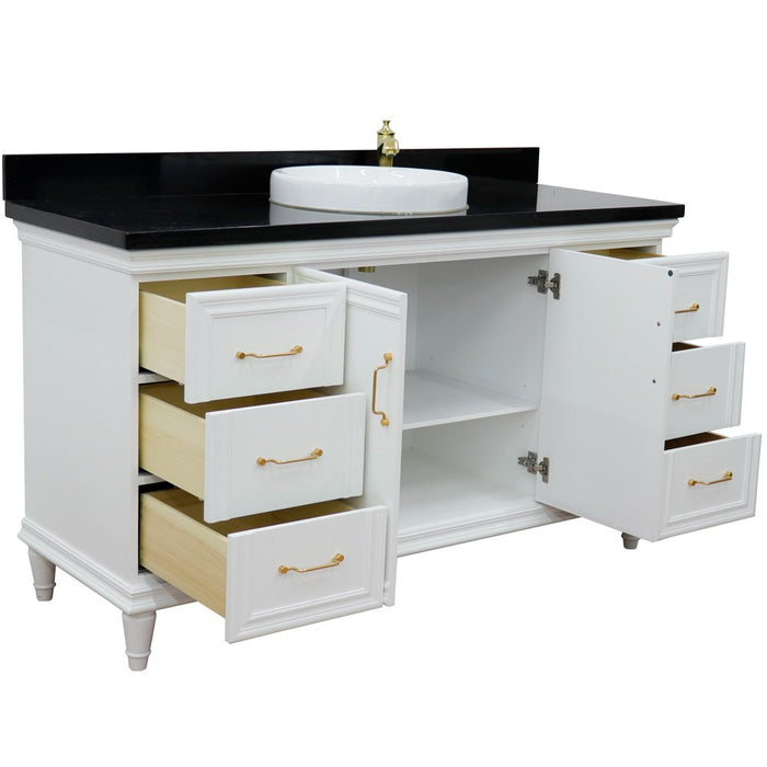 Bellaterra Home Forli 61" Single vanity in White finish with Black galaxy and round sink