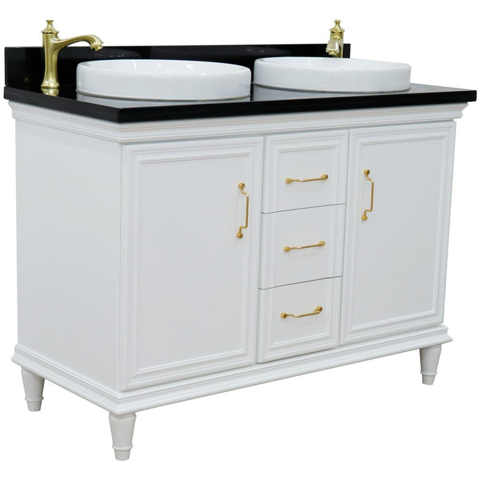 Bellaterra Home Forli 49" Double vanity in White finish with Black galaxy and round sink