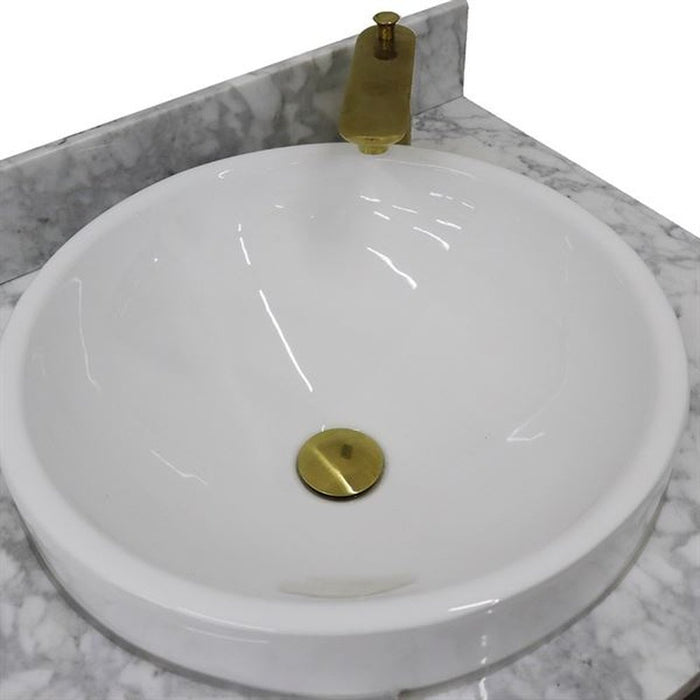 Bellaterra Home Trento 61" Double sink vanity in Dark Gray finish with White Carrara marble and round sink