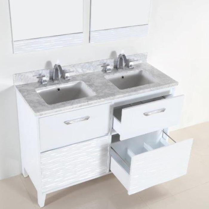 Bellaterra Home 48 in. Double sink vanity with white Carrara top