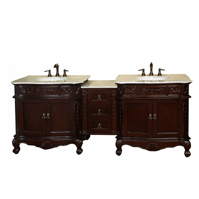 Bellaterra Home 82.7 in. Double sink vanity-walnut-white marble