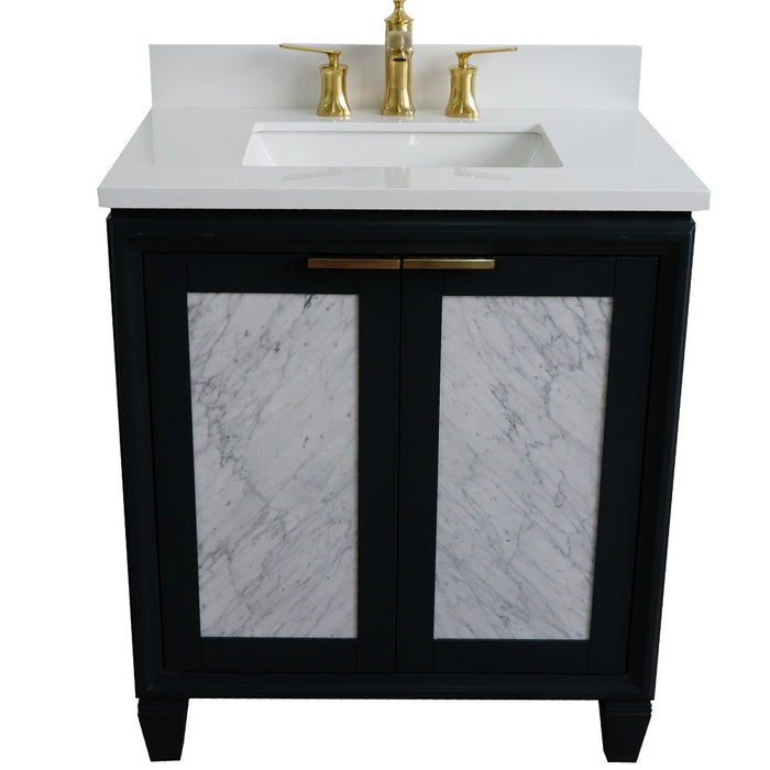 Bellaterra Home 31" Single sink vanity in Dark Gray finish with White quartz with rectangle sink