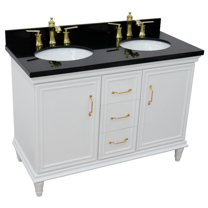 Bellaterra Home Forli 49" Double vanity in White finish with Black galaxy and oval sink