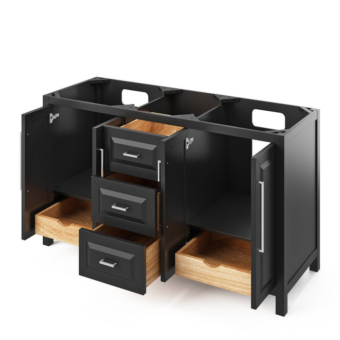 Jeffrey Alexander 60" Black Cade Vanity, double bowl