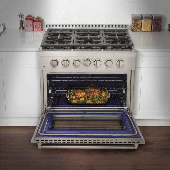 Kucht 30-Inch Propane Gas Range in Stainless Steel with Blue Knob (KFX300/LP-B)