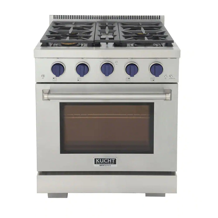 Kucht 30-Inch Propane Gas Range in Stainless Steel with Blue Knob (KFX300/LP-B)