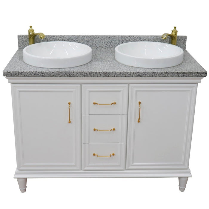 Bellaterra Home Forli 49" Double vanity in White finish with Gray granite and round sink