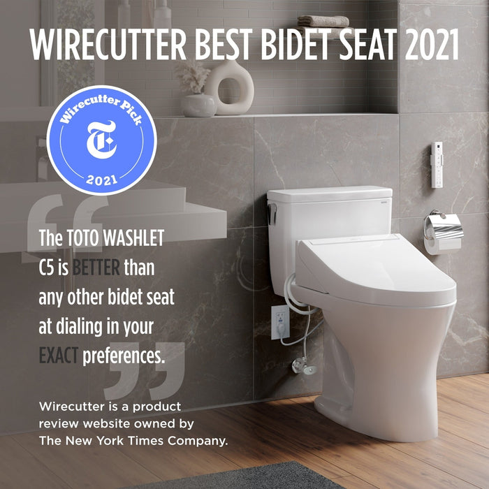 TOTO Washlet C5 Bidet Toilet Seat with Premist and eWater+ Wand Cleaning, Elongated, Cotton White