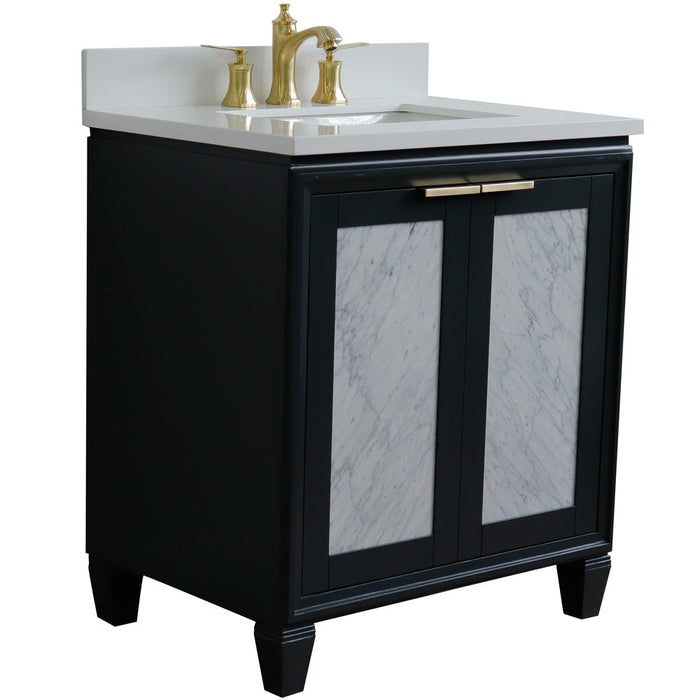 Bellaterra Home 31" Single sink vanity in Dark Gray finish with White quartz with rectangle sink