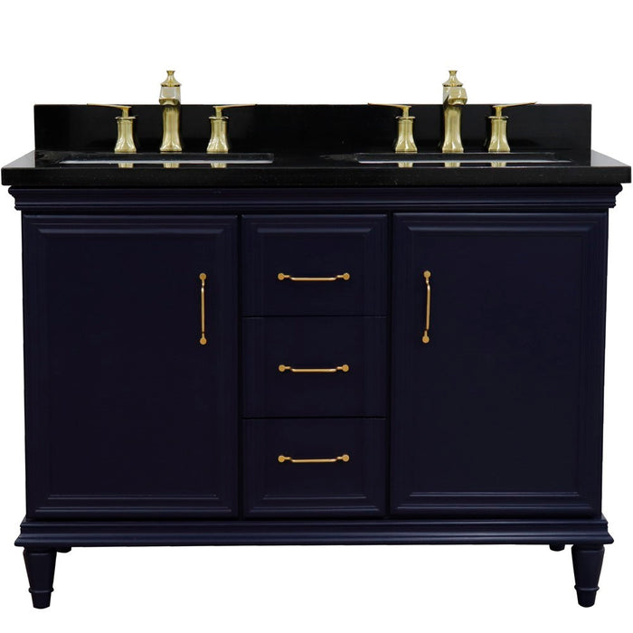 Bellaterra Home Forli 49" Double vanity in Blue finish with Black galaxy and rectangle sink