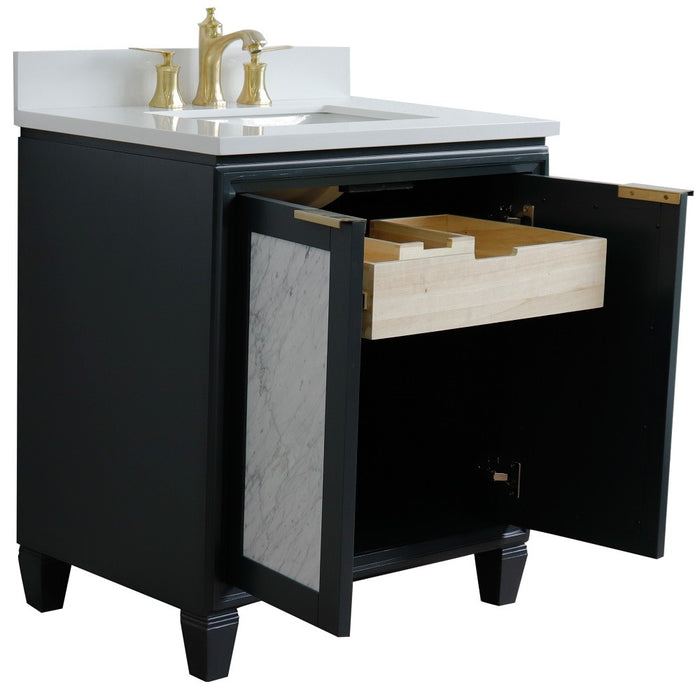 Bellaterra Home 31" Single sink vanity in Dark Gray finish with White quartz with rectangle sink