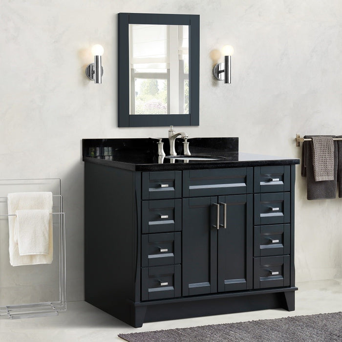 Bellaterra Home Terni  49" Single sink vanity in Dark Gray finish with Black galaxy granite and oval sink