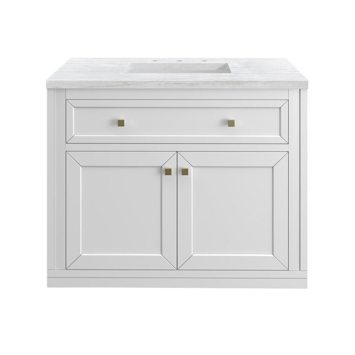 James Martin Vanities Chicago 36" Single Vanity, Glossy White w/ 3 CM Arctic Fall Top