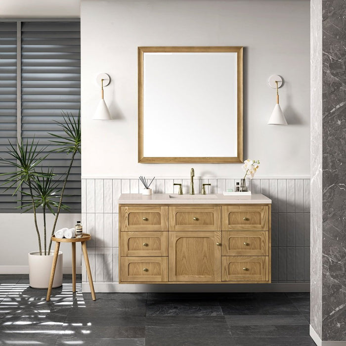 James Martin Vanities Laurent 48" Single Vanity, Light Natural Oak w/ 3 CM Eternal Marfil Top