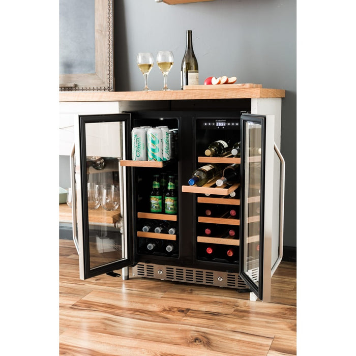 Edgestar 24" Wide 17 Bottle Wine and 53 Can Beverage Cooler in Stainless Steel- CWB1760FD
