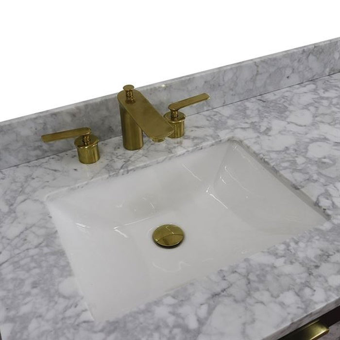 Bellaterra Home Trento 61" Double sink vanity in Black finish with White Carrara marble and rectangle sink