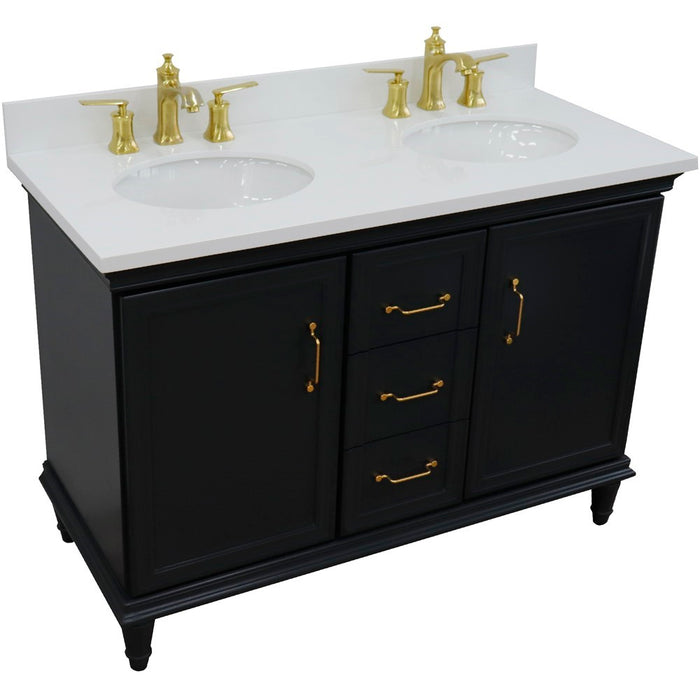 Bellaterra Home Forli 49" Double vanity in Dark Gray finish with White quartz and oval sink