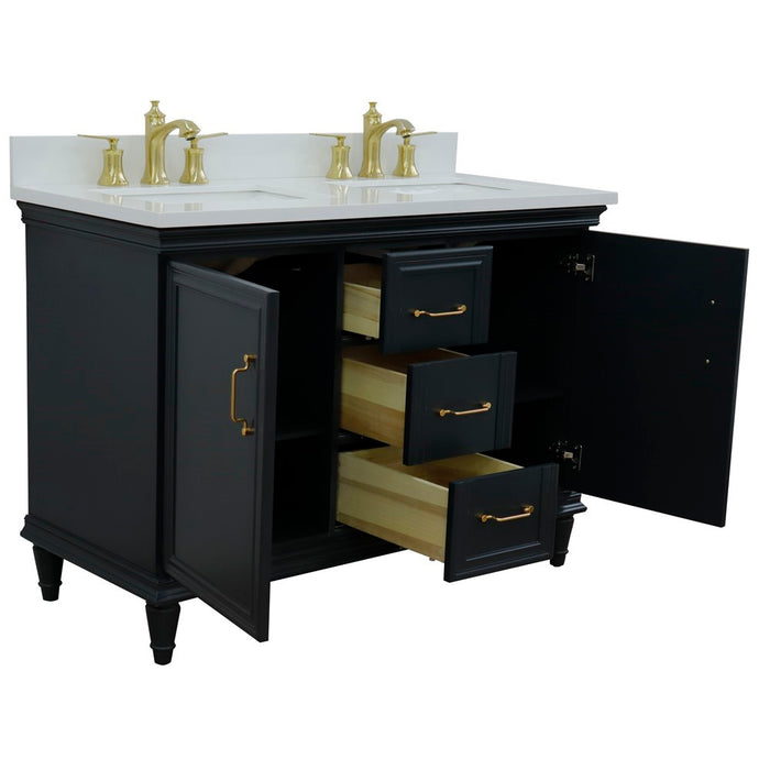 Bellaterra Home Forli 49" Double vanity in Dark Gray finish with White quartz and rectangle sink