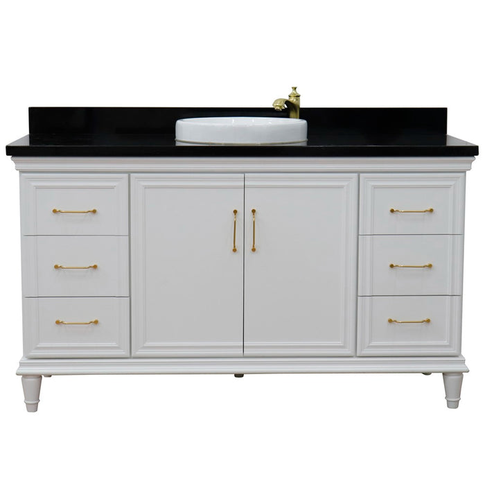 Bellaterra Home Forli 61" Single vanity in White finish with Black galaxy and round sink