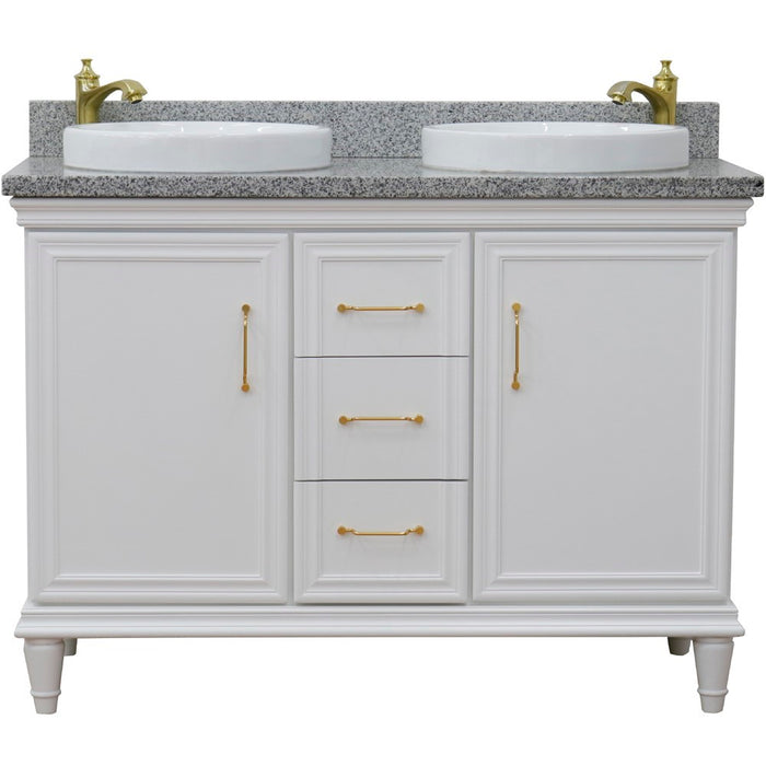 Bellaterra Home Forli 49" Double vanity in White finish with Gray granite and round sink