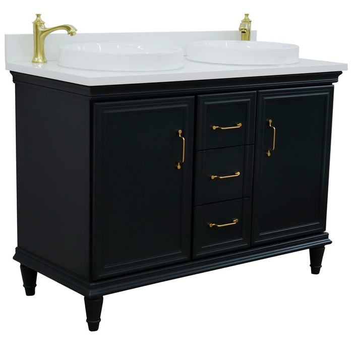 Bellaterra Home Forli 49" Double vanity in Dark Gray finish with White quartz and round sink