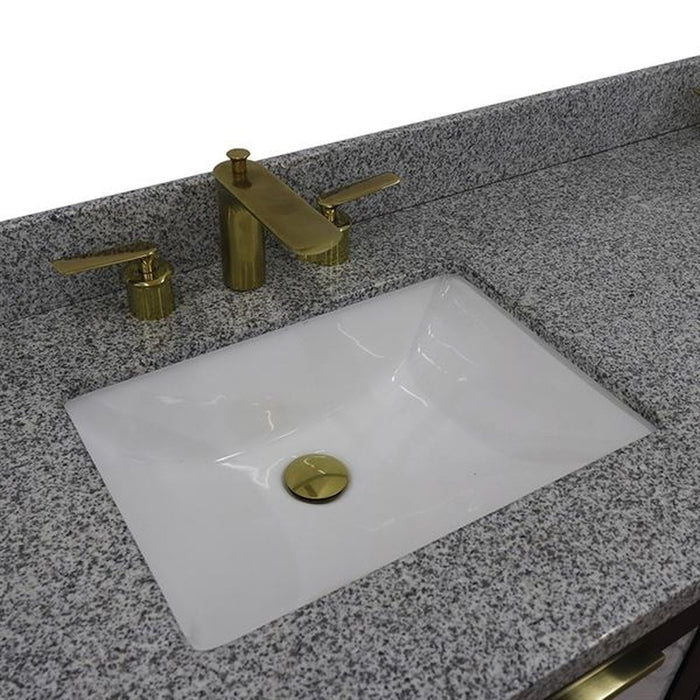 Bellaterra Home Trento 61" Double sink vanity in Black finish with Gray granite and rectangle sink