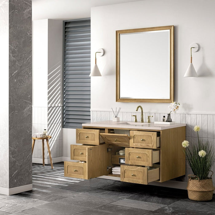 James Martin Vanities Laurent 48" Single Vanity, Light Natural Oak w/ 3 CM Eternal Marfil Top