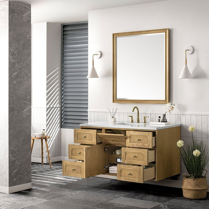 James Martin Vanities Laurent 48" Single Vanity, Light Natural Oak w/ 3 CM Arctic Fall Top