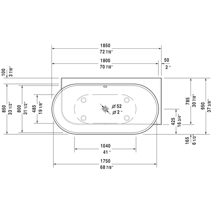 Duravit Luv 72-7/8" Corner Ceramic Soaking Tub - Less Drain Waste and Overflow 700432000000090