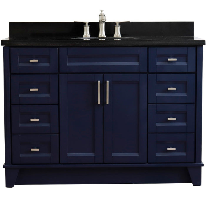 Bellaterra Home Terni  49" Single sink vanity in Blue finish with Black galaxy granite and oval sink