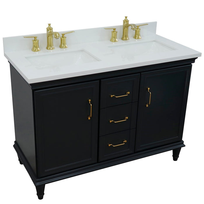 Bellaterra Home Forli 49" Double vanity in Dark Gray finish with White quartz and rectangle sink