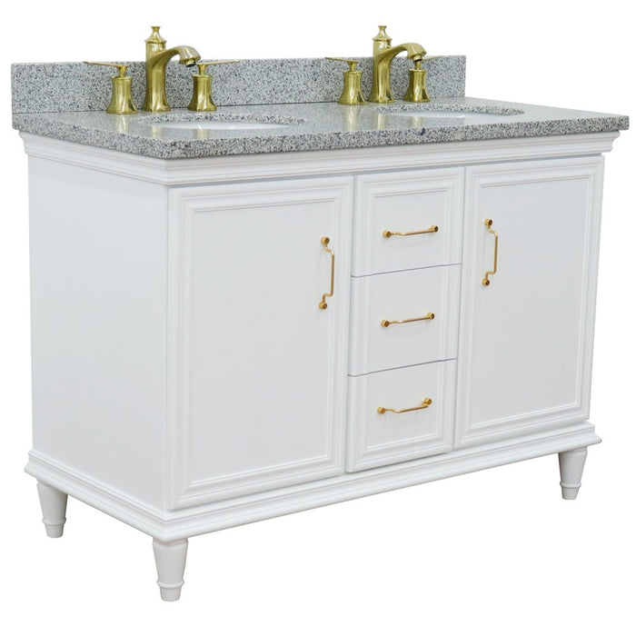 Bellaterra Home Forli 49" Double vanity in White finish with Gray granite and oval sink