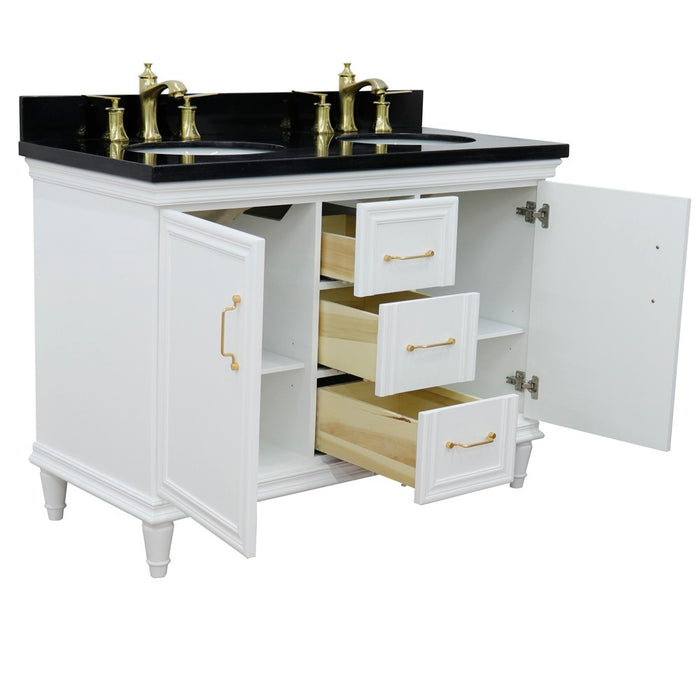 Bellaterra Home Forli 49" Double vanity in White finish with Black galaxy and oval sink