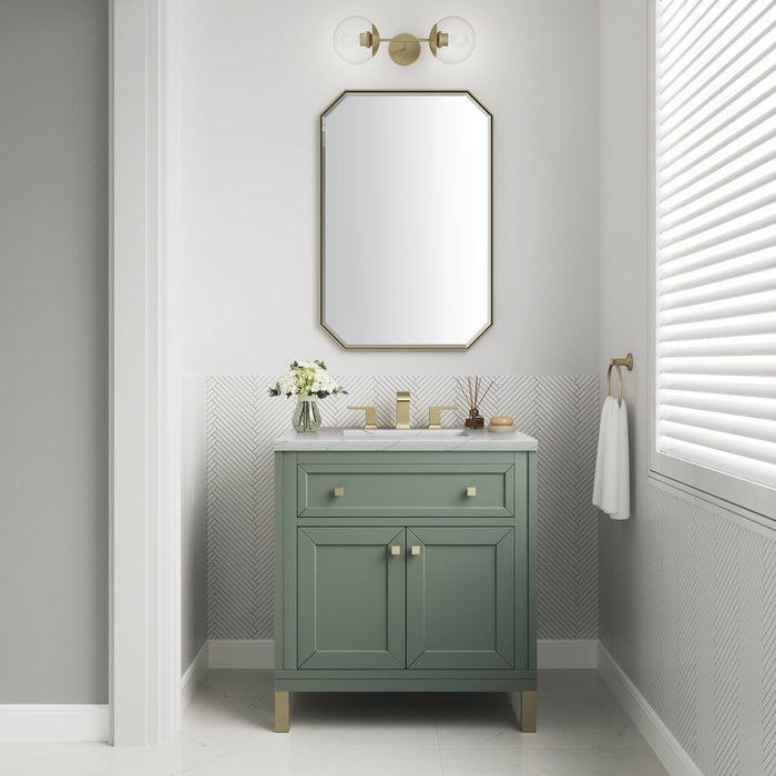 James Martin Vanities Chicago 30" Single Vanity, Smokey Celadon w/ 3 CM Ethereal Noctis Top