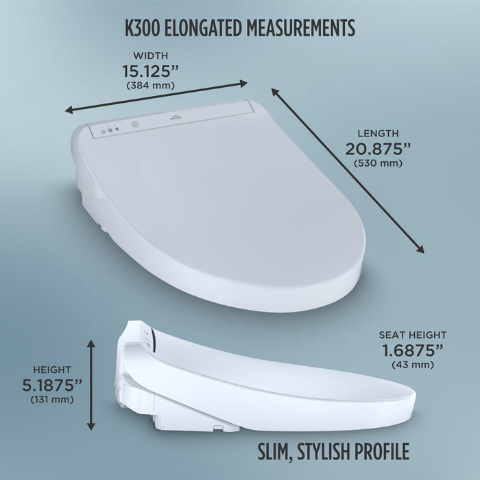 TOTO Washlet K300 Bidet Toilet Seat with Water Heating, Premist and Wand Cleaning