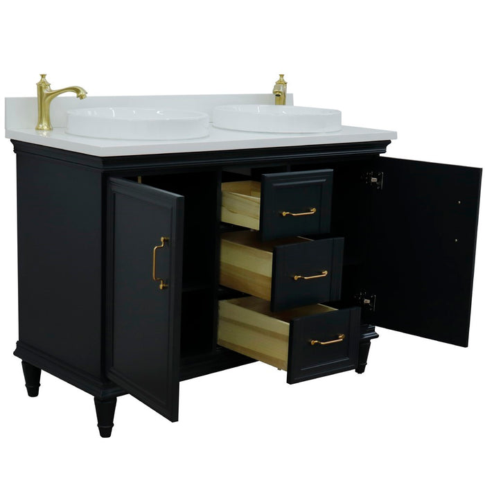 Bellaterra Home Forli 49" Double vanity in Dark Gray finish with White quartz and round sink