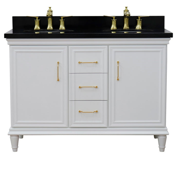 Bellaterra Home Forli 49" Double vanity in White finish with Black galaxy and oval sink