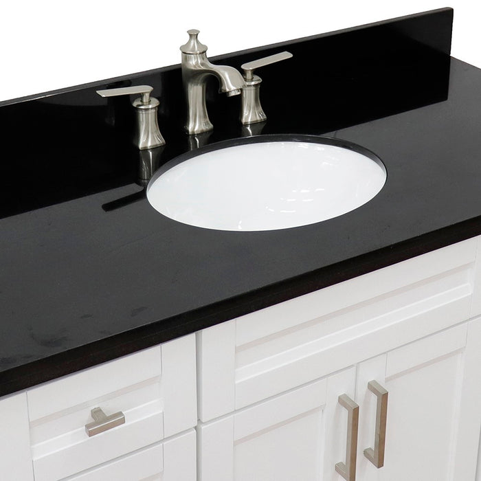 Bellaterra Home Terni  49" Single sink vanity in White finish with Black galaxy granite and oval sink