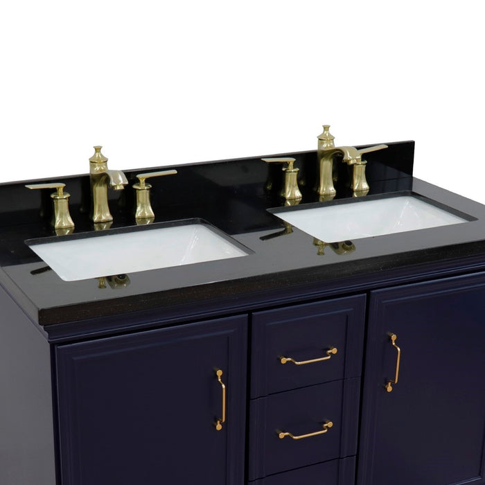 Bellaterra Home Forli 49" Double vanity in Blue finish with Black galaxy and rectangle sink