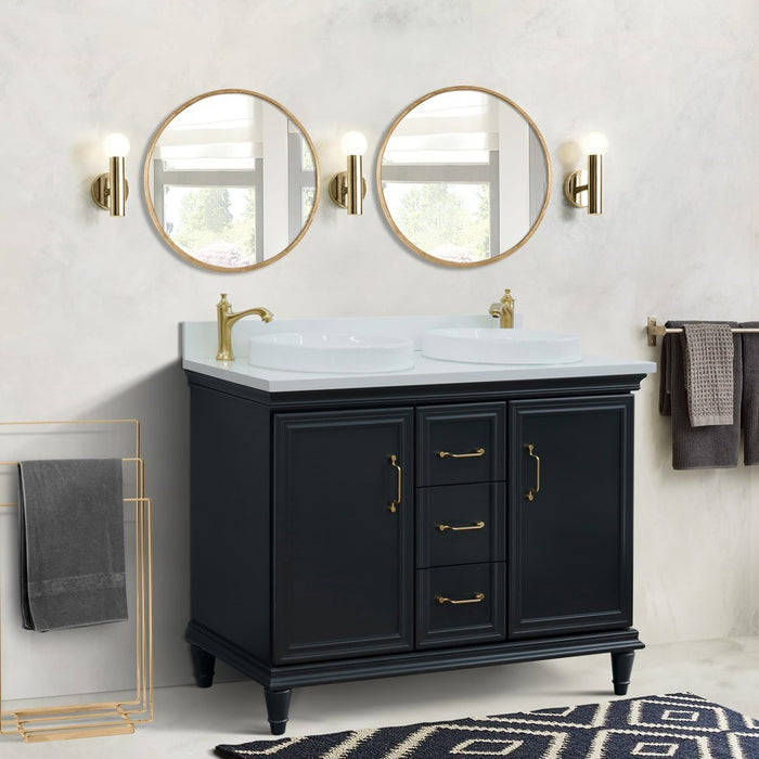 Bellaterra Home Forli 49" Double vanity in Dark Gray finish with White quartz and round sink