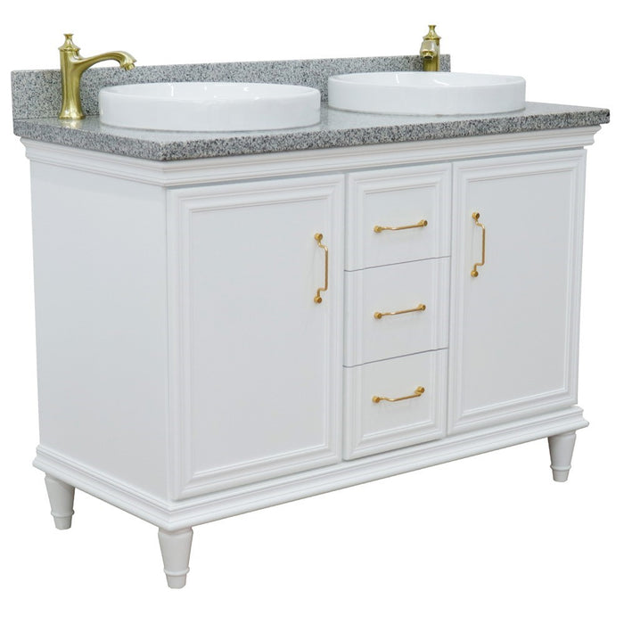 Bellaterra Home Forli 49" Double vanity in White finish with Gray granite and round sink