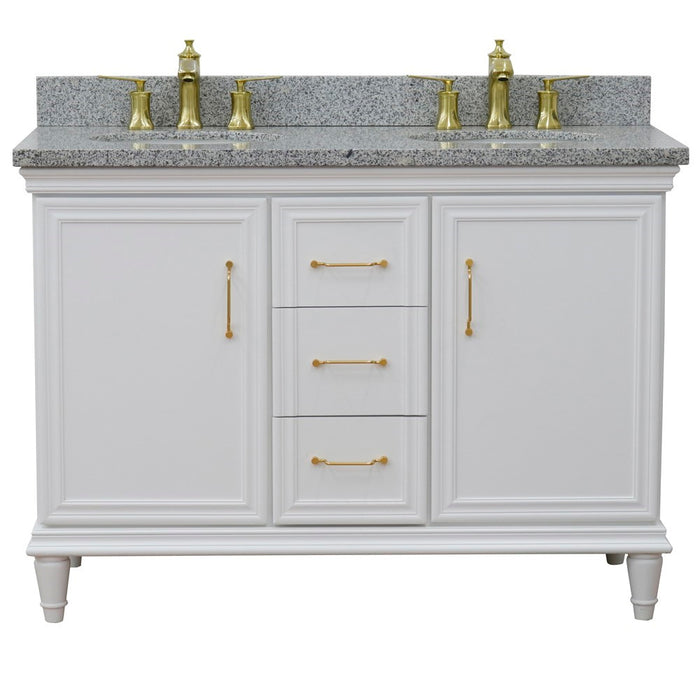 Bellaterra Home Forli 49" Double vanity in White finish with Gray granite and oval sink